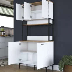Aamiaiskaappi JE193, valkoinen/pähkinänruskea*Linento Furniture Online