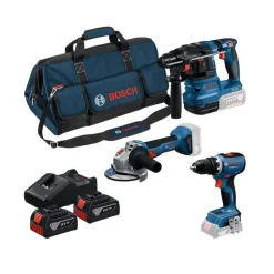 Akkukonesarja Bosch Professional GSB/GWS/GBH 3 osaa 18V 3x5,0 Ah akuilla + laukku*Bosch Power Tools Best