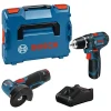 Akkukonesarja Bosch Professional GSR 12V-15 + GWS 12V-76 2x2,0 Ah akuilla + L-Boxx*Bosch Power Tools