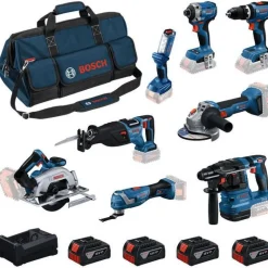 Akkukonesarja Bosch Professional GBH/GWS/GDR/GSB/GKS/GSA/GOP/GLI 8 osaa 18V 4x5,0 Ah akuilla + laukku*Bosch Power Tools