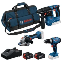 New Akkukonesarja Bosch Professional GSB/GBH/GWS 3 osaa 18V 2x4,0 Ah akuilla + laukku Akkukonesarjat
