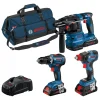 Sale Akkukonesarja Bosch Professional 3 osaa GSR/GDX/GBH 18V 3x4,0 Ah ProCore-akuilla Akkukonesarjat