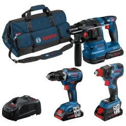 Sale Akkukonesarja Bosch Professional 3 osaa GSR/GDX/GBH 18V 3x4,0 Ah ProCore-akuilla Akkukonesarjat