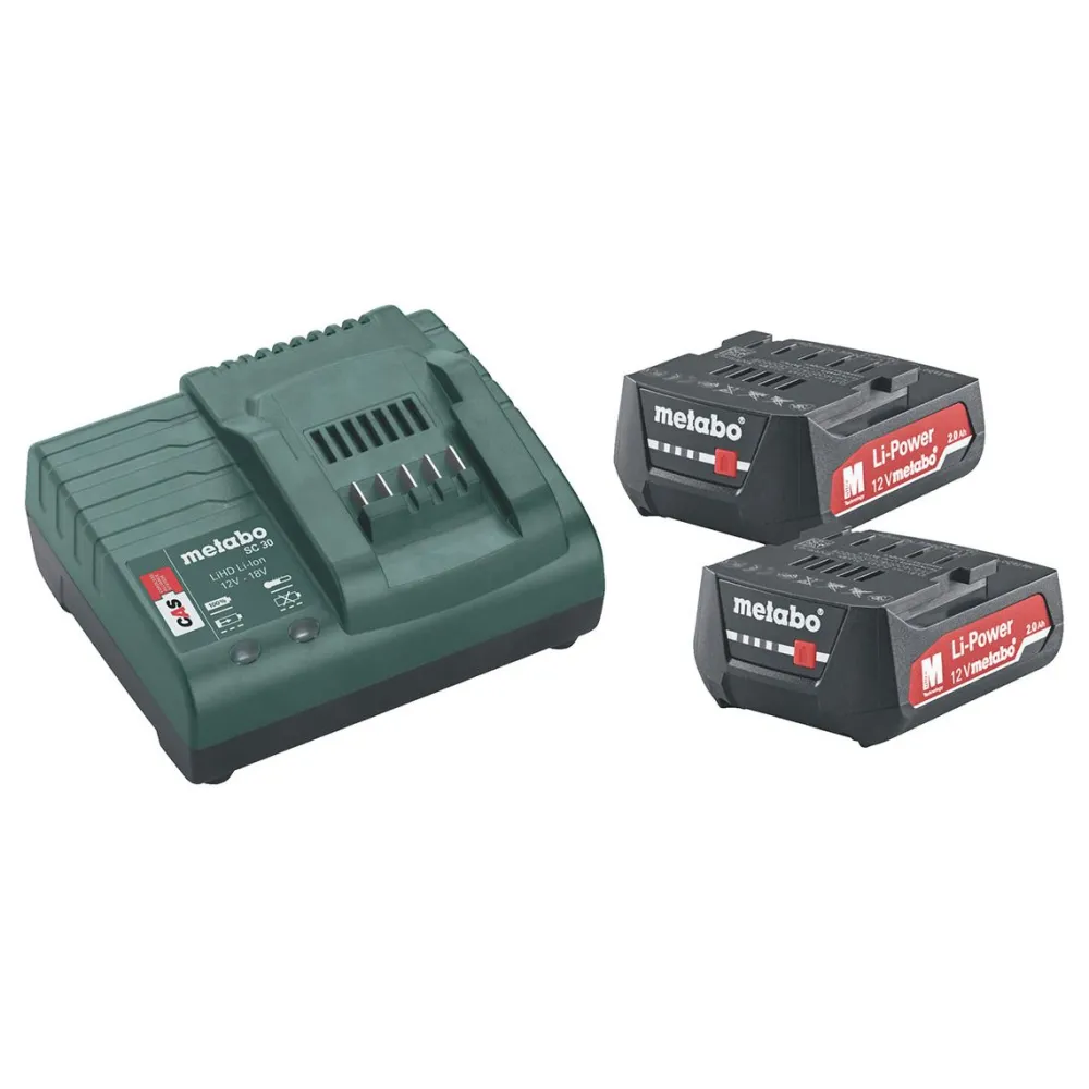 Akkupaketti 12V 2x2.0 Ah laturilla SC 30*Metabo New
