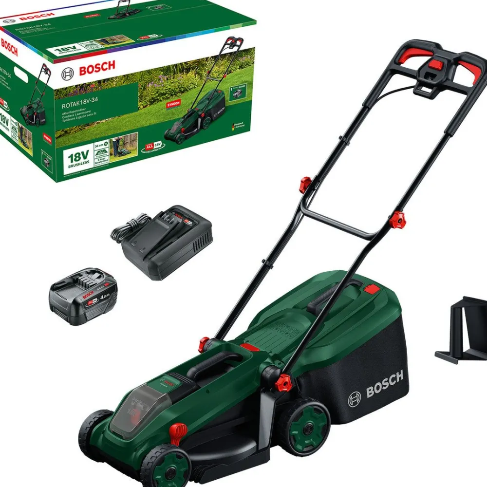 Outlet Akkuruohonleikkuri Bosch Rotak 18V-34 18V 4,0 Ah akulla Akkuruohonleikkurit