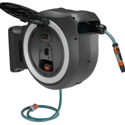 Sale Akkutoiminen seinäletkukela PowerRoll XXL 40m valkoinen 18V 2,5 Ah akulla Kastelu