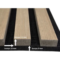 Akustiikkalevy rimapaneeli, 21x605x2400mm, vaalea tammi puuviilu*Aarni Outlet