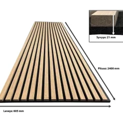 Sale Akustiikkalevy rimapaneeli, 21x605x2400mm, öljytty tammi puuviilu Sisustuslevyt|Rimaseinät