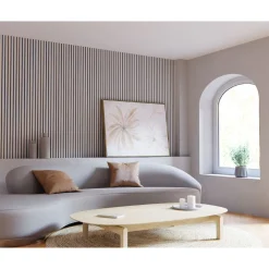 Hot Akustiikkalevy Fog&Venø By Venø, 20x600x2400mm, mdf, hiekanvärinen, musta huopa Sisustuslevyt|Rimaseinät