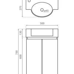 Allaskaappi altaalla Furniture Tacna 50cm valkoinen/puu*Bathco Best