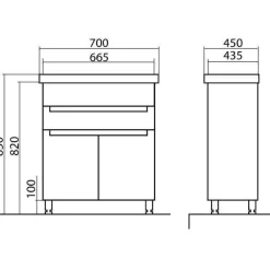 Discount Allaskaappi Omega 70 ja allas Como 850 x 700 x 450 mm Allaskaapit