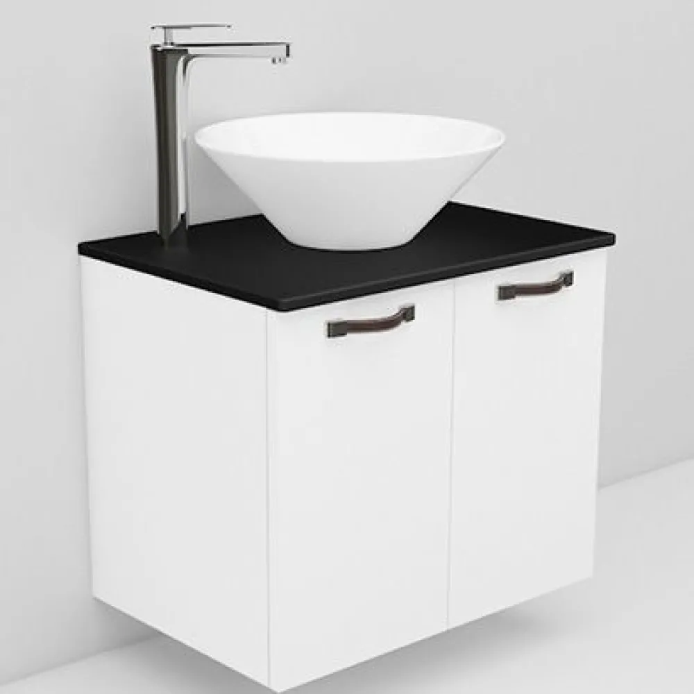 Sale Allaskaappi ja Loop-allas Flexline 6.1 musta taso 600 mm valkoinen Allaskaapit
