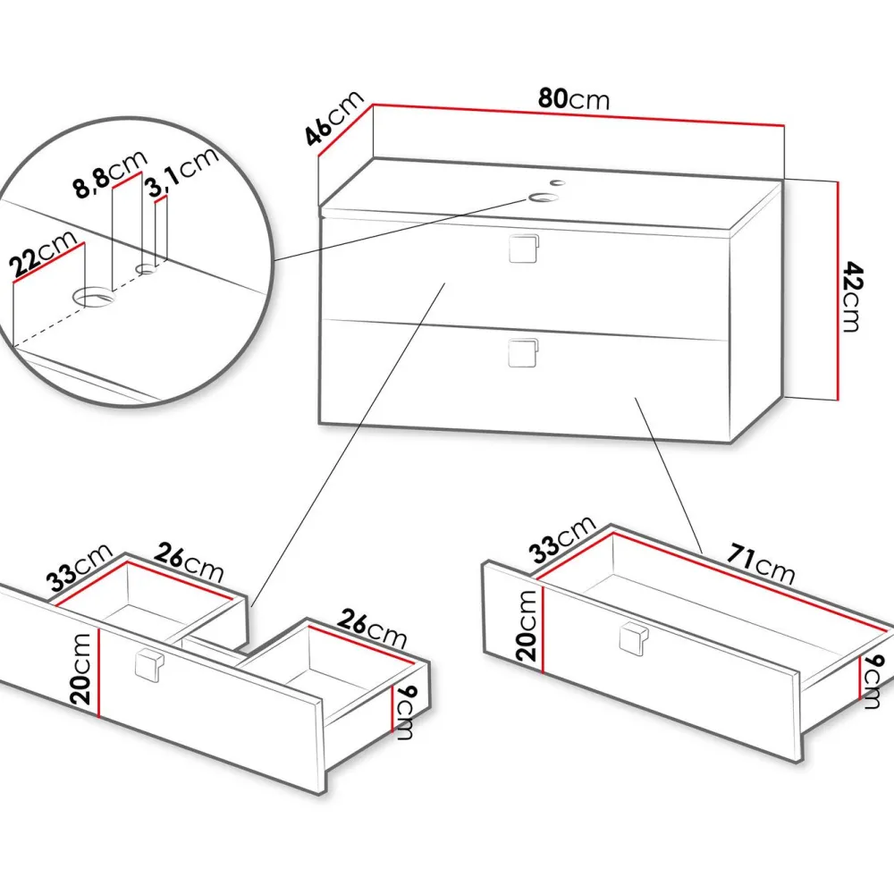 Best Allaskaappi pesualtaalla 80 GARIANO 01, 80cm, musta Allaskaapit