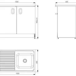 Allaskaappi VTB 10, 900x1000x600mm, valkoinen/rst Minikeittiöt|Keittiökaapit
