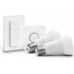 Aloituspakkaus White Ambiance, 2 x älylamppu 8W A60 E27, himmenin ja Hue-silta*Philips Hue Outlet