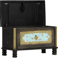 Arkkupöytä 80x40x45 cm mangopuu musta*FinePRICE Hot