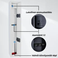 Sale Asekaappi 3 asetta musta Asekaapit