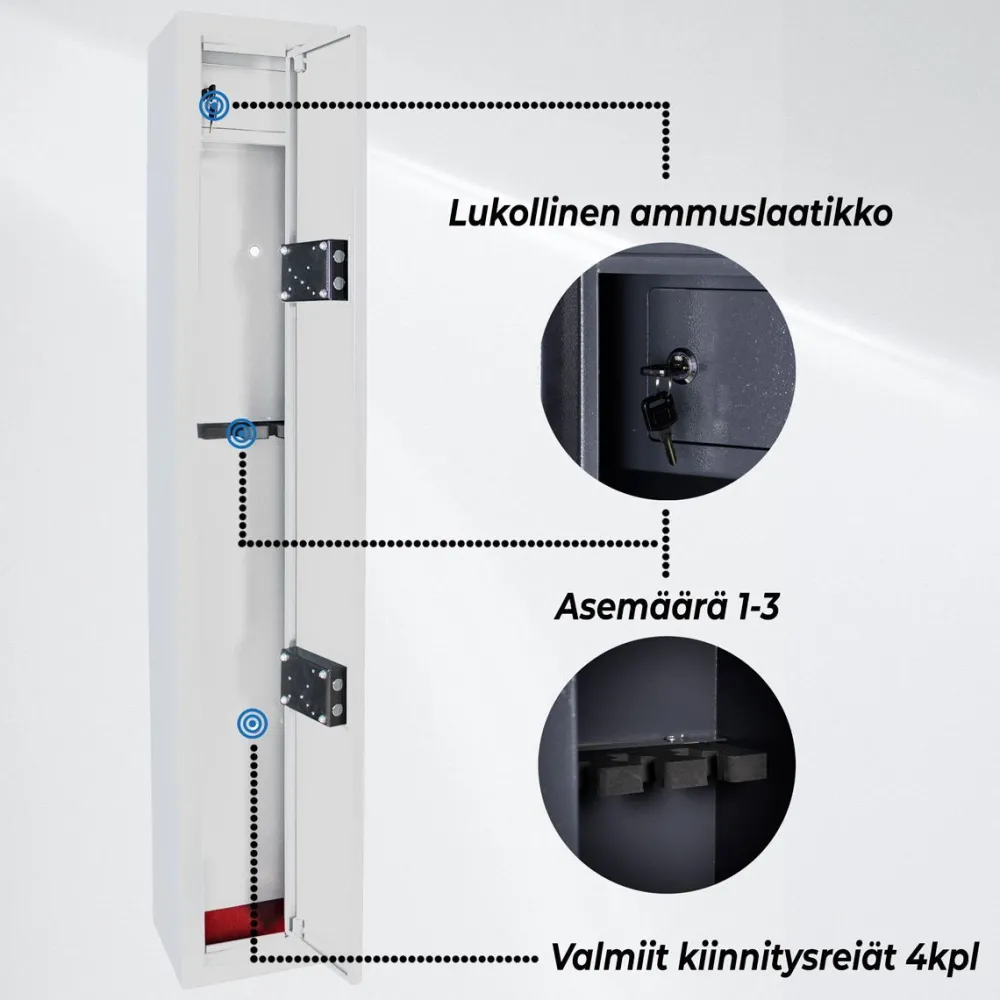 Sale Asekaappi 3 asetta musta Asekaapit