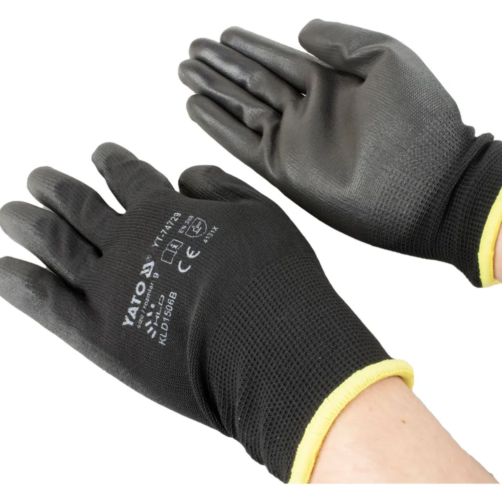Asentajankäsine nro. 9 nylon/PU musta*Yato Sale
