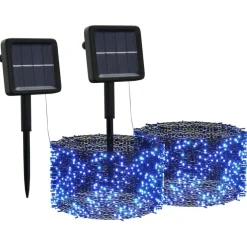 New Aurinkoenergia keijuvalot 2 kpl 2x200 LED sisä/ulko eri värejä Jouluvalot Ja Koristevalot