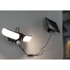 Aurinkokennoseinävalaisin Sonlig 286x137mm USB-ladattava hämäräohjattu liiketunnistin IR IP65 3000K 2x9W 2x1100lm antrasiitti*Paulmann Best