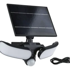 Aurinkokennoseinävalaisin Sonlig 286x137mm USB-ladattava hämäräohjattu liiketunnistin IR IP65 3000K 2x9W 2x1100lm antrasiitti*Paulmann Best