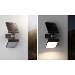 Outlet Aurinkokennoseinävalaisin Lesla 150x130mm USB-ladattava hämäräohjattu liiketunnistin IR IP65 3000K 12.5W 1000lm antrasiitti Ulkovalaisimet Liiketunnistimella Ja Hämäräkytkimellä|Ulkovalaisimet Liiketunnistimella