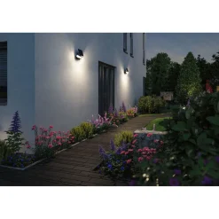 Outlet Aurinkokennoseinävalaisin Lesla 150x130mm USB-ladattava hämäräohjattu liiketunnistin IR IP65 3000K 12.5W 1000lm antrasiitti Ulkovalaisimet Liiketunnistimella Ja Hämäräkytkimellä|Ulkovalaisimet Liiketunnistimella