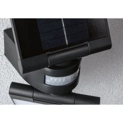 Outlet Aurinkokennoseinävalaisin Lesla 150x130mm USB-ladattava hämäräohjattu liiketunnistin IR IP65 3000K 12.5W 1000lm antrasiitti Ulkovalaisimet Liiketunnistimella Ja Hämäräkytkimellä|Ulkovalaisimet Liiketunnistimella
