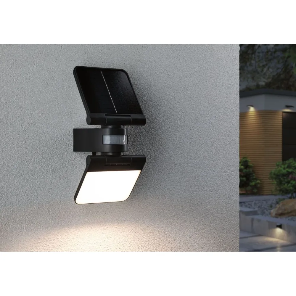 Outlet Aurinkokennoseinävalaisin Lesla 150x130mm USB-ladattava hämäräohjattu liiketunnistin IR IP65 3000K 12.5W 1000lm antrasiitti Ulkovalaisimet Liiketunnistimella Ja Hämäräkytkimellä|Ulkovalaisimet Liiketunnistimella