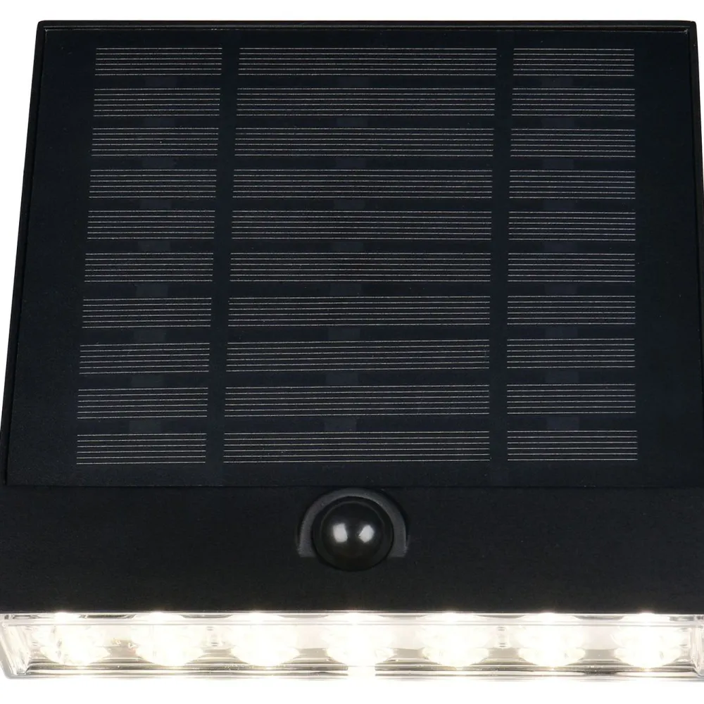 Sale Aurinkokennoseinävalaisin Alvorada Hybrid Solar LED ladattava liike- ja hämärätunnistin 4000K alas musta Aurinkokennovalaisimet|Ulkovalaisimet Hämäräkytkimellä