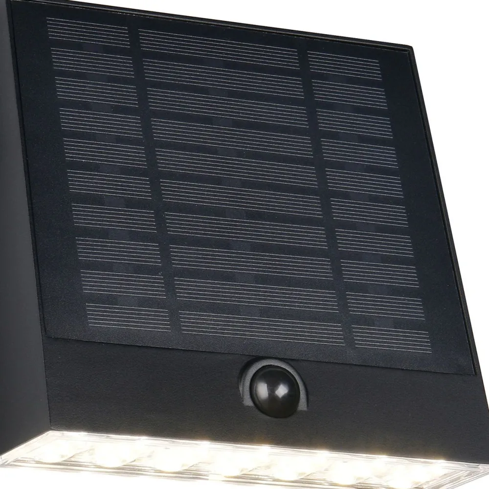 Sale Aurinkokennoseinävalaisin Alvorada Hybrid Solar LED ladattava liike- ja hämärätunnistin 4000K alas musta Aurinkokennovalaisimet|Ulkovalaisimet Hämäräkytkimellä