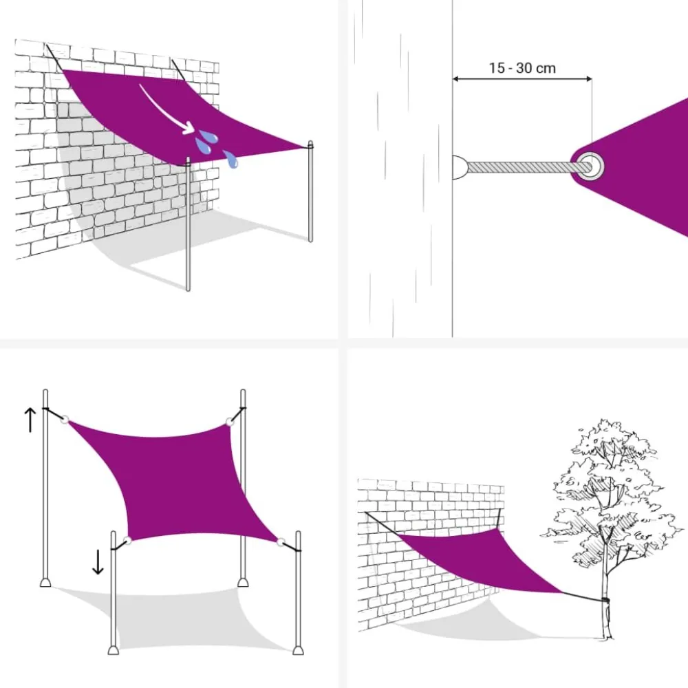 New Aurinkopurje, 160 g/m² HDPE, eri värejä ja kokoja (16419) Aurinkovarjot