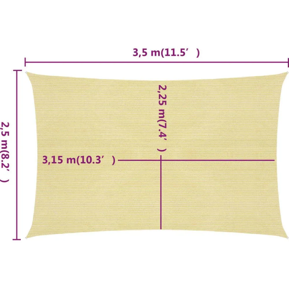 Aurinkopurje suorakulma, HDPE, 160g/m², eri kokoja ja värejä*FinePRICE