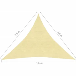 Online Aurinkovarjo purje HDPE kolmikulmainen 3.6x3.6x3.6 m beige Aurinkovarjot