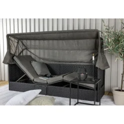 Aurinkovuode katoksella Nopy, harmaa/musta*Venture Home Clearance