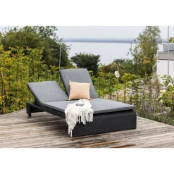 Aurinkovuode London, 2 hengen, harmaa/musta*Venture Home Online