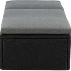 Aurinkovuode Quad, pehmusteilla, harmaa/musta Polyrottinkikalusteet