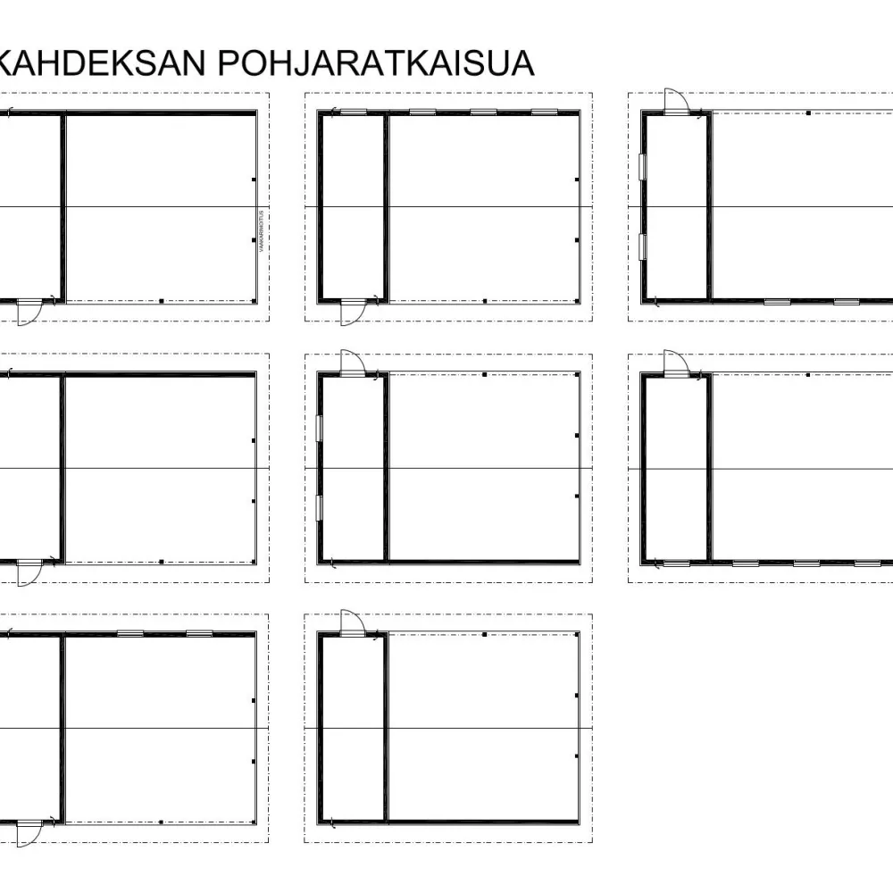 Autokatoksen runkopaketti , kahden auton seinällinen katos ja varasto, sivusta ajettava, kerrosala 17 m² Autokatokset|Autotallien Runkopaketit