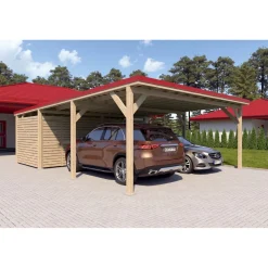 Autokatos Ralf 52m2 varastolla Autokatokset|Autotallit Kahdelle Autolle