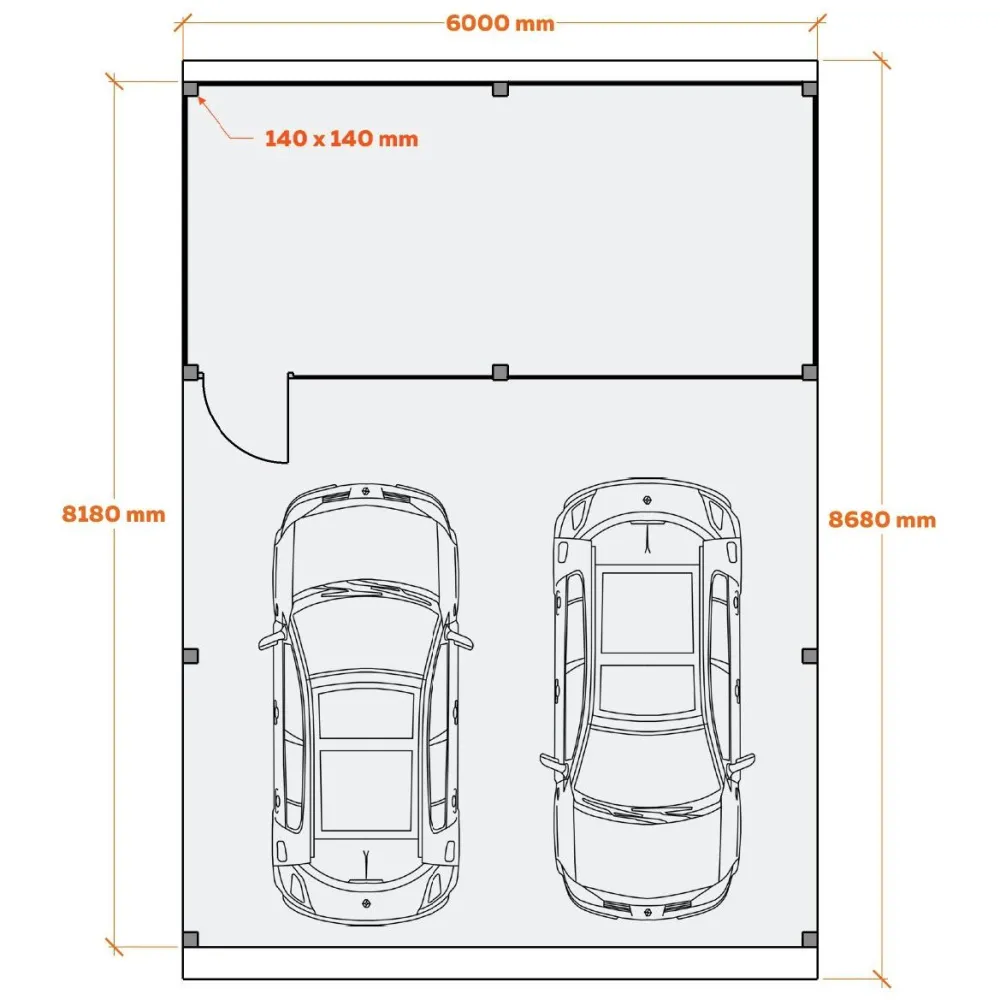 Autokatos Ralf 52m2 varastolla Autokatokset|Autotallit Kahdelle Autolle