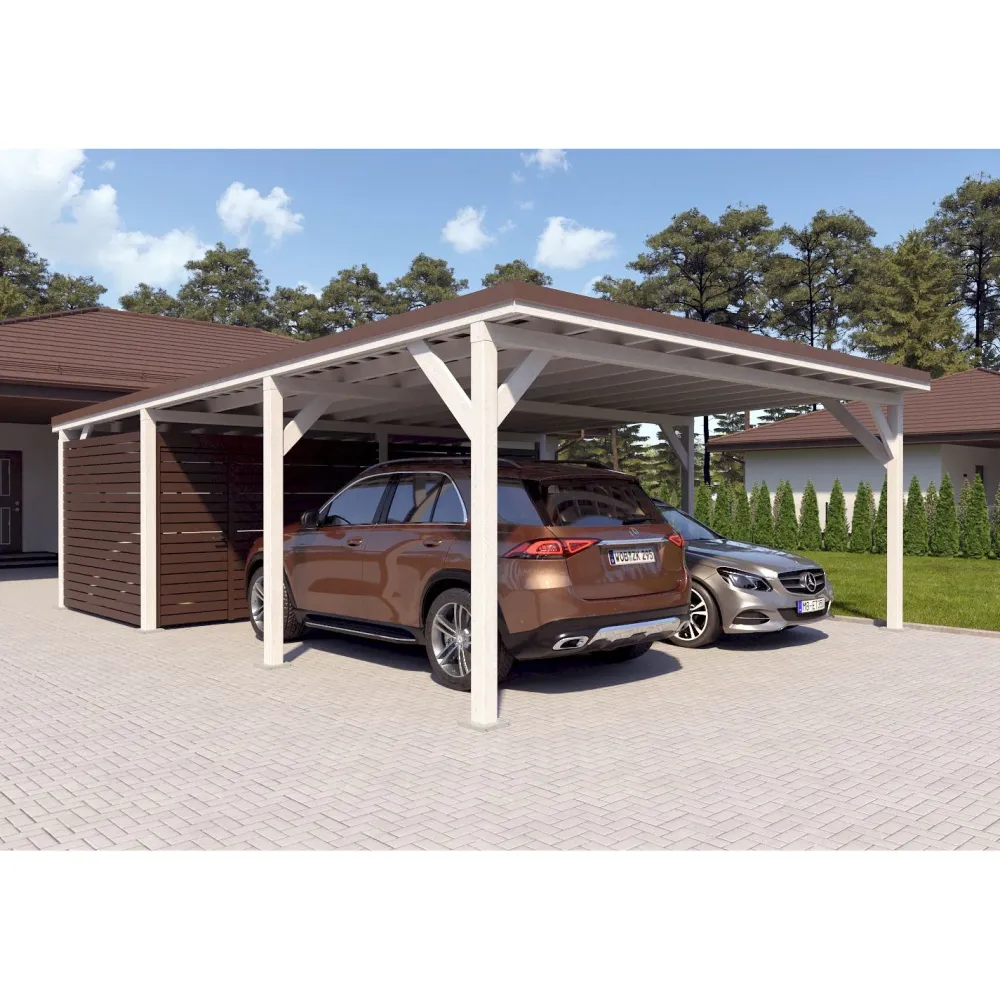 Autokatos Ralf 52m2 varastolla Autokatokset|Autotallit Kahdelle Autolle