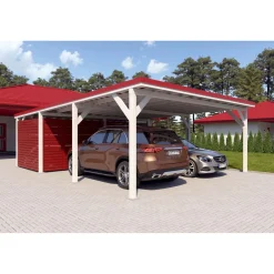 Autokatos Ralf 52m2 varastolla Autokatokset|Autotallit Kahdelle Autolle