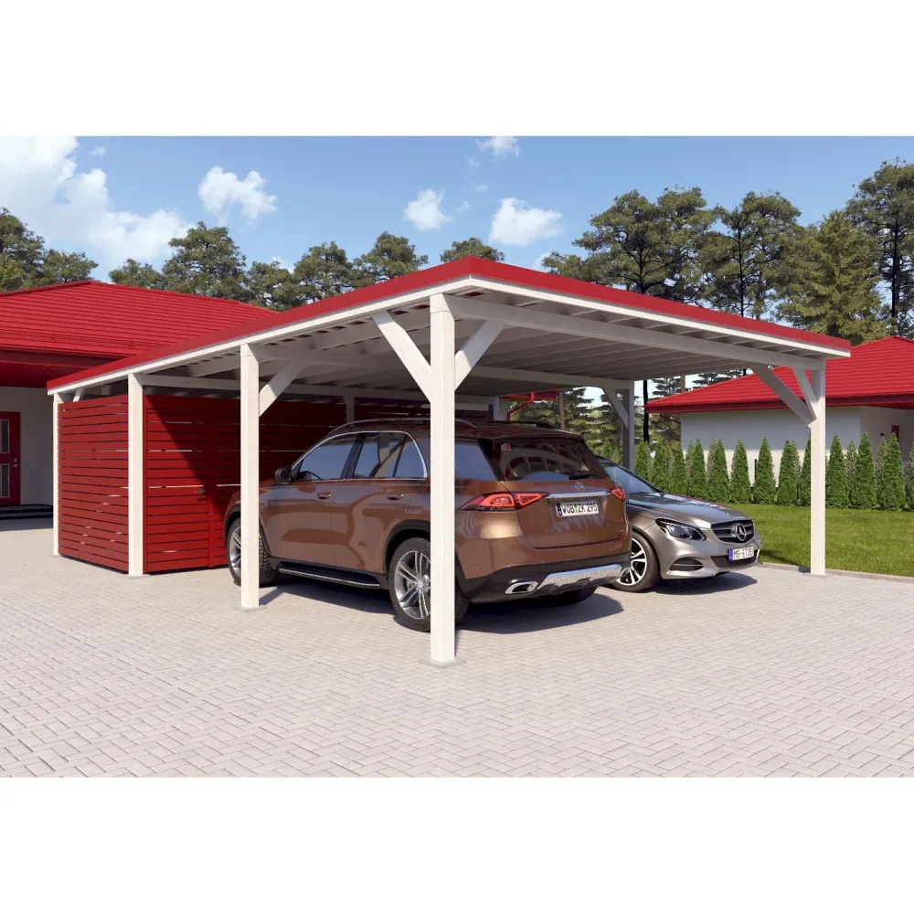 Autokatos Ralf 52m2 varastolla Autokatokset|Autotallit Kahdelle Autolle