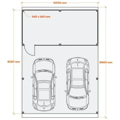 Autokatos Ralf 52m2 varastolla Autokatokset|Autotallit Kahdelle Autolle