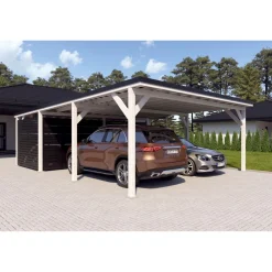 Autokatos Ralf 52m2 varastolla Autokatokset|Autotallit Kahdelle Autolle