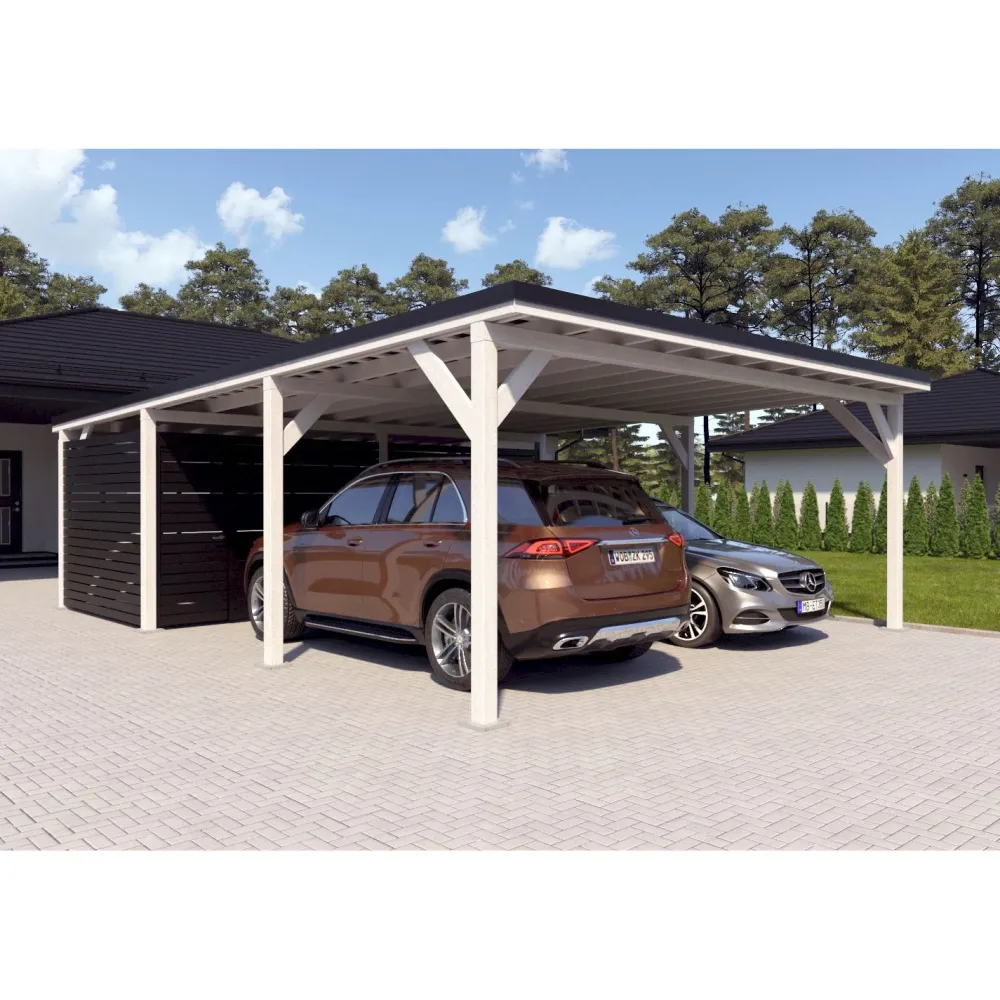 Autokatos Ralf 52m2 varastolla Autokatokset|Autotallit Kahdelle Autolle