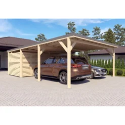 Autokatos Ralf 52m2 varastolla Autokatokset|Autotallit Kahdelle Autolle