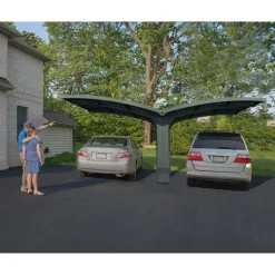 Discount Autokatos Arizona Breeze Wings&Arch, 26.9m², kahdelle autolle, tummanharmaa/harmaa Autotallit Ilman Rakennuslupaa|Autokatokset