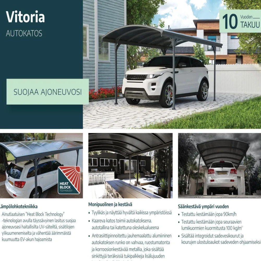 Best Autokatos Vitoria 5000 14,6 m² harmaa Autotallit Ilman Rakennuslupaa|Autokatokset